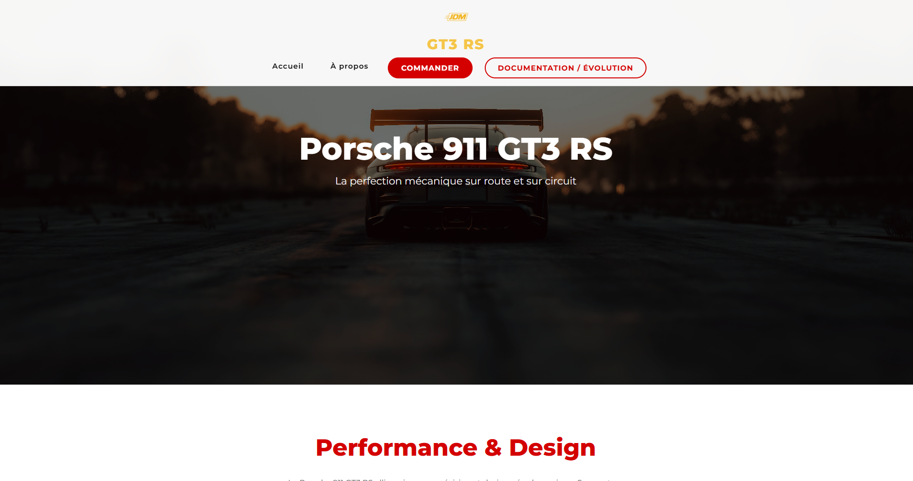 Site vitrine GT3 RS